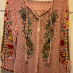 Lady’s pink embroidered long sleeve size large shirt